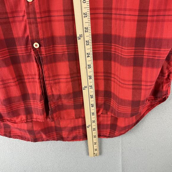VTG Gap Shirt Mens Large Red Plaid Button Up Short Sleeve Cotton USA Made 90s - Picture 7 of 13